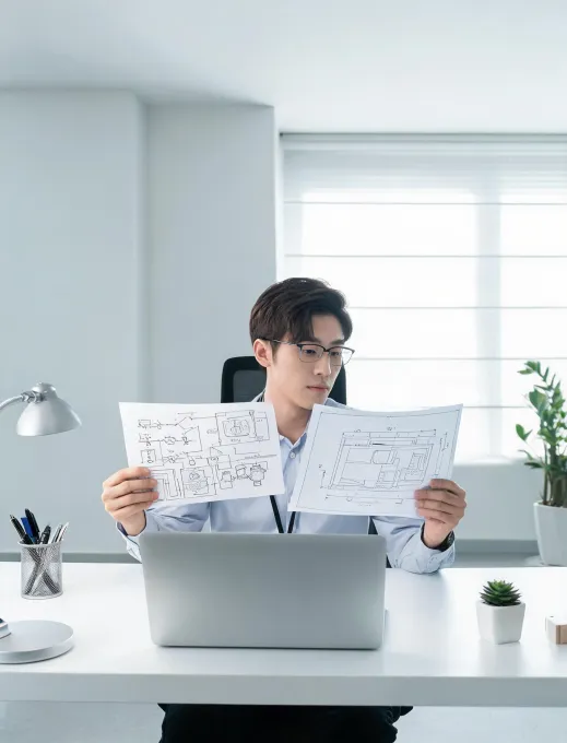 Advisor comparing project documents